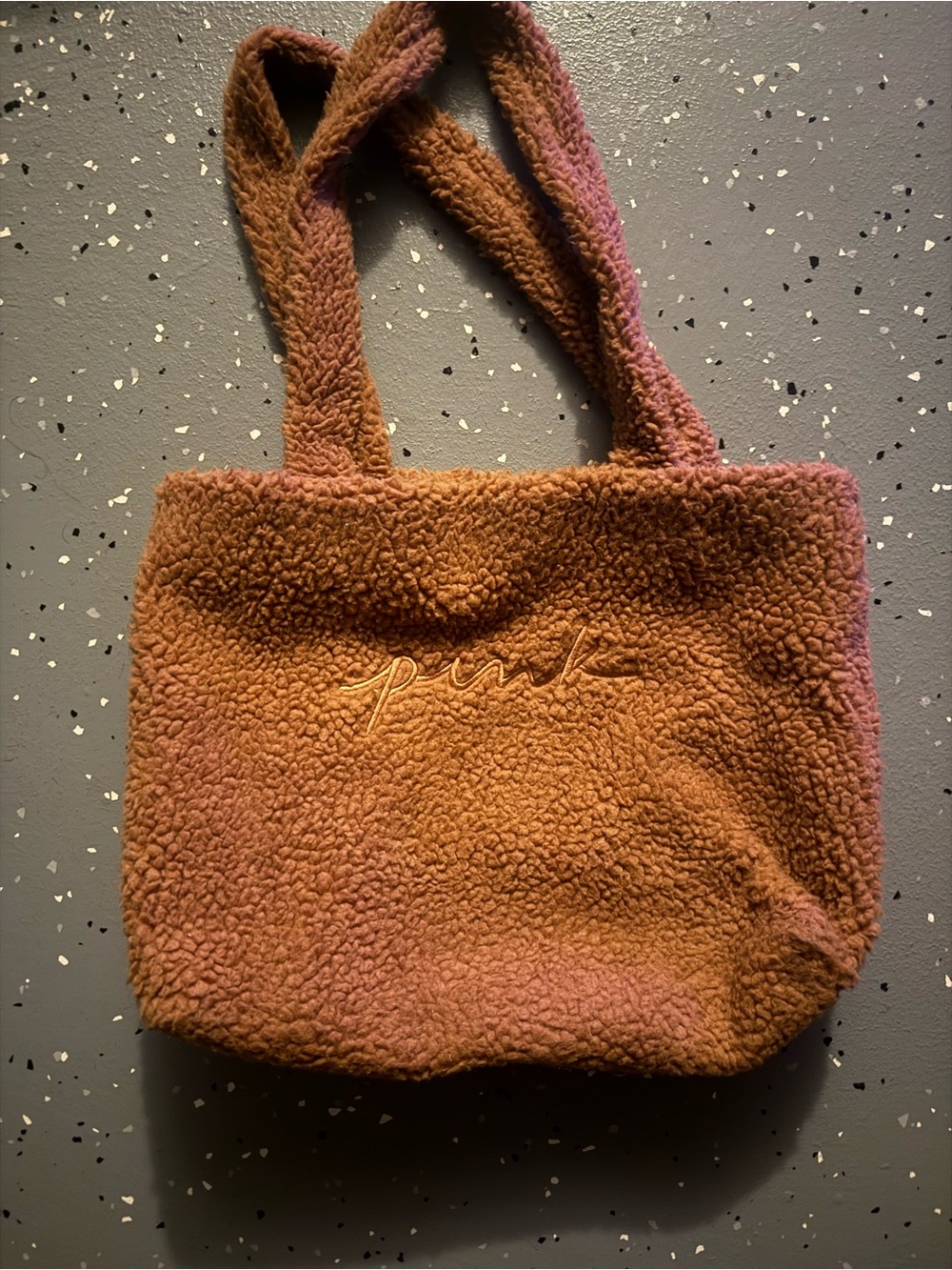 PINK Victoria's Secret Plush Tote in Rust